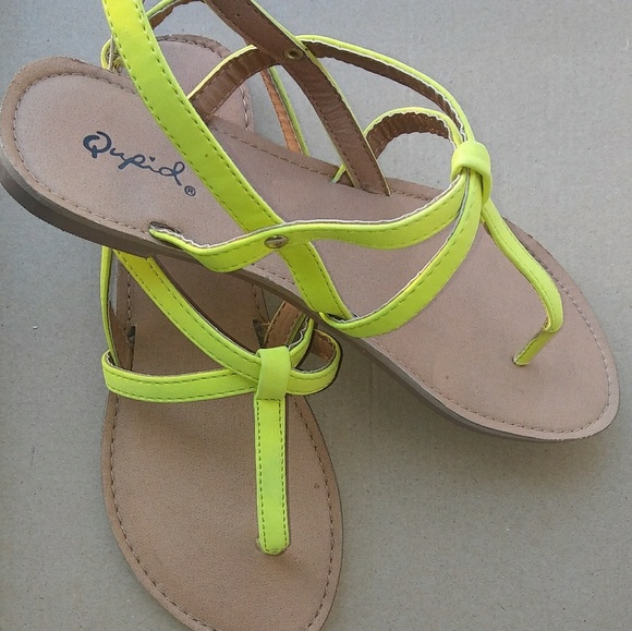Women's Neon YellowNubuck Pu Sandals - Picture 8 of 8